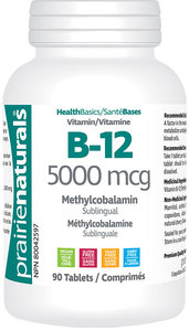 Sublingual Vitamin B12 5000 mcg by Prairie Naturals